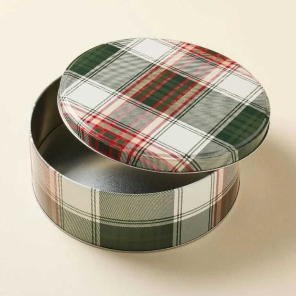 **Set of 2** Hearth & Hand Christmas Cookie Gift Tins Holiday Plaid BRAND NEW